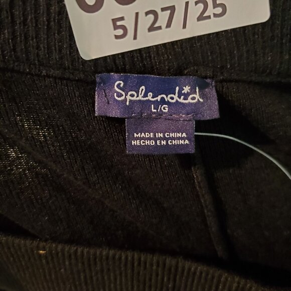 Splendid Women's Black Wide-Leg Pants L/G Viscose & Polyester Blend Sweater Knit - Picture 4 of 6